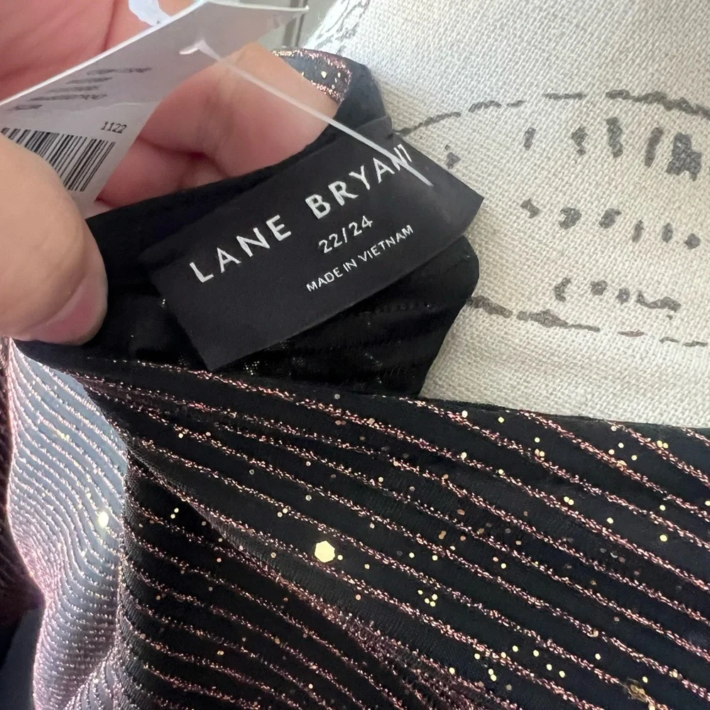 NWT Lane Bryant Metallic Black Wrap Top - Picture 5 of 6